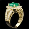 Image 1 : 14k Gold 2.20ct Emerald 1.30ct Diamond Ring