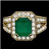 Image 2 : 14k Gold 2.20ct Emerald 1.30ct Diamond Ring