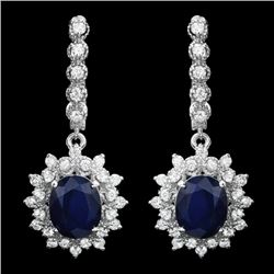 14k Gold 6.0ct Sapphire 1.60ct Diamond Earrings