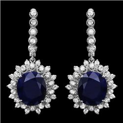 14k Gold 14ct Sapphire 2.00ct Diamond Earrings
