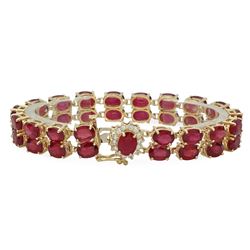 14K Gold 48.34ct Ruby 0.42ct Diamond Bracelet