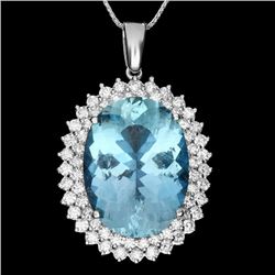 14k Gold 20ct Aquamarine 2.2ct Diamond Pendant