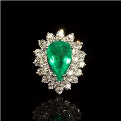 14K Gold 2.05ct Emerald 1.70ct Diamond Ring