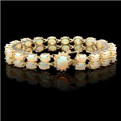 14k Gold 14.1ct Opal 0.50ct Diamond Bracelet