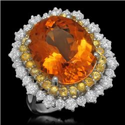 14K Gold 10.40ct Citrine 1.00ct Sapphire 1.39ct Diamond Ring