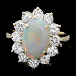 14k Yellow Gold 3.00ct Opal 2.00ct Diamond Ring