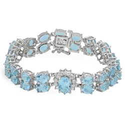 14K Gold 24.67ct Aquamarine 1.63ct Diamond Bracelet