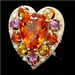 14k Gold 12ct Citrine 0.40ct Diamond Ring