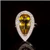 Image 1 : 14k Gold 5.22ct Yellow Beryl 0.62ct Diamond Ring
