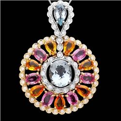 14k Gold 5.00ct Aquamarine 1.80ct Diamond Pendant