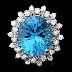 14k White Gold 8.50ct Topaz 0.80ct Diamond Ring