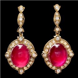 14k Gold 29.50ct Ruby 1.65ct Diamond Earrings