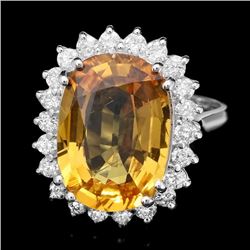 14k Gold 7.50ct Sapphire 0.80ct Diamond Ring