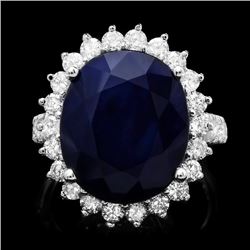 14k Gold 14.20ct Sapphire 1.59ct Diamond Ring
