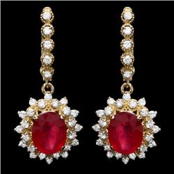 14k Gold 8.00ct Ruby 1.60ct Diamond Earrings