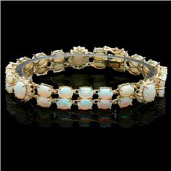 14k Yellow Gold 18ct Opal 1.10ct Diamond Bracelet