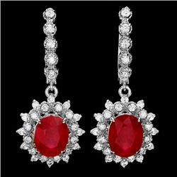 14k Gold 8.00ct Ruby 1.40ct Diamond Earrings