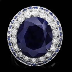 14k Gold 14.7ct Sapphire 0.80ct Diamond Ring