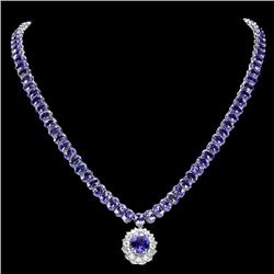 14k 45.25ct Tanzanite 1.35ct Diamond Necklace