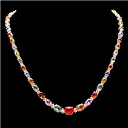 14k Gold 33.00ct Sapphire 1.70ct Diamond Necklace