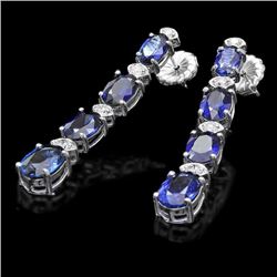 14k Gold 7ct Sapphire 0.40ct Diamond Earrings