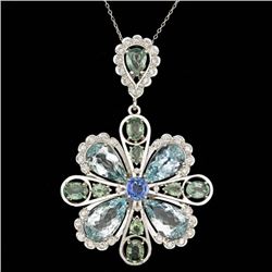 14k 20.00ct Aquamarine 1.50ct Diamond Pendant
