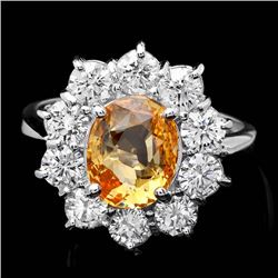 14k Gold 2.85ct Sapphire 1.70ct Diamond Ring