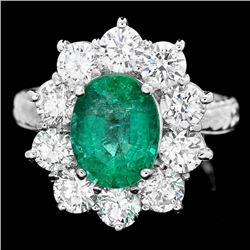 18k White Gold 2.40ct Emerald 2.15ct Diamond Ring