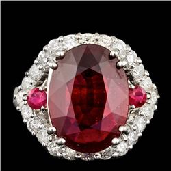 14k White Gold 7.3ct Ruby 1.20ct Diamond Ring