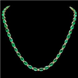 14k Gold 32ct Emerald 1.75ct Diamond Necklace
