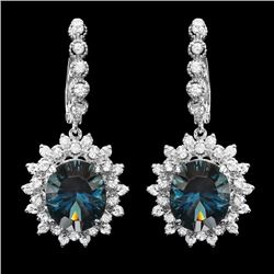 14k Gold 12.00ct Topaz 1.90ct Diamond Earrings