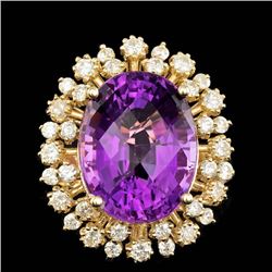 14k Gold 14.00ct Amethyst 1.50ct Diamond Ring