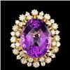 Image 1 : 14k Gold 14.00ct Amethyst 1.50ct Diamond Ring