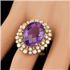 Image 4 : 14k Gold 14.00ct Amethyst 1.50ct Diamond Ring
