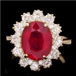 14k Yellow Gold 5.00ct Ruby 1.30ct Diamond Ring