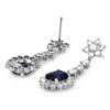 Image 2 : 14k Gold 3ct Sapphire 3.25ct Diamond Earrings