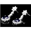 Image 3 : 14k Gold 3ct Sapphire 3.25ct Diamond Earrings