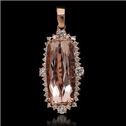 14K Gold 12.37ct Morganite 1.25ct Diamond Pendant