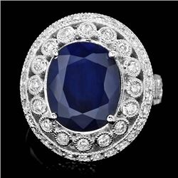 14k Gold 6.00ct Sapphire 1.30ct Diamond Ring