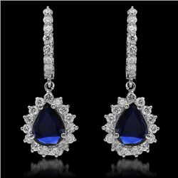 14K Gold 1.81ct Sapphire & 1.68ct Diamond Earrings