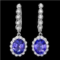 14k Gold 5ct Tanzanite 1.35ct Diamond Earrings