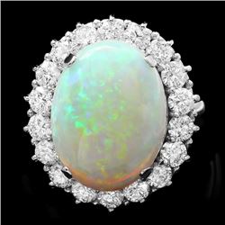 14k White Gold 9.00ct Opal 2.50ct Diamond Ring