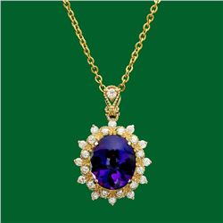 14k Gold 5.130ct Amethyst 0.72ct Diamond Pendant