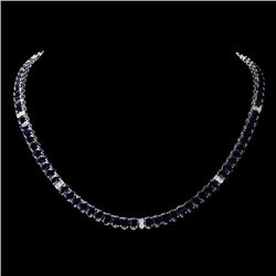 14k Gold 53ct Sapphire 1.20ct Diamond Necklace