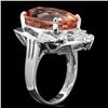 Image 2 : 14k Gold 13.00ct Morganite 0.30ct Diamond Ring
