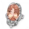Image 3 : 14k Gold 13.00ct Morganite 0.30ct Diamond Ring