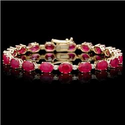14k Gold 23.50ct Ruby 0.80ct Diamond Bracelet