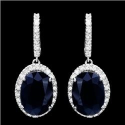 14k Gold 14ct Sapphire 1.50ct Diamond Earrings
