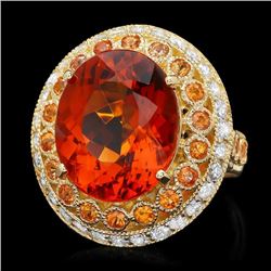 14k Gold 10.00ct Citrine 1.00ct Diamond Ring