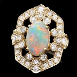14k Yellow Gold 2.50ct Opal 1.25ct Diamond Ring